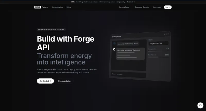 Forge — Neural LLM Platform website preview